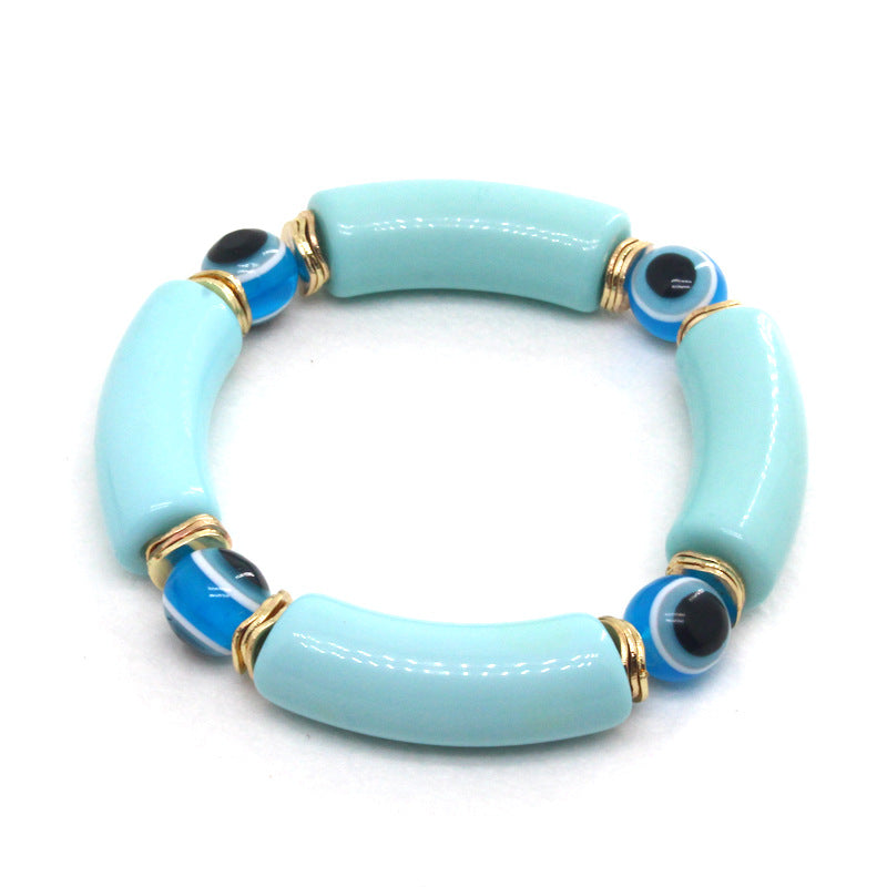 Cuentas de ojo del diablo al por mayor colorido pulsera de estiramiento del tubo de codo de resina